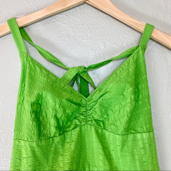 J CREW Green Halter Dress Cotton Sun Dress Size 4 Fit & Flare vacation wedding - Picture 2 of 9